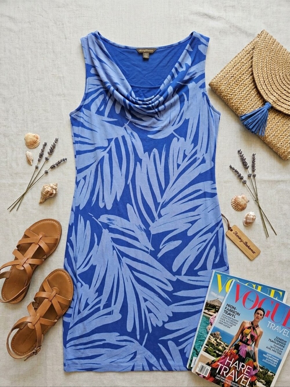 Tommy Bahama Hawaiian Print Cowl Neck Dress Tropical Resort Wear Size M